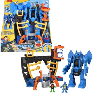 Imaginext DC Super Friends - Batman Robo-Kommandozentrale Spielset mit abnehmbarem Roboter und Batwing, für Kinder von 3 bis 8 Jahren, HML02