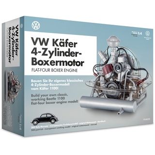 FRANZIS 67038 – Volkswagen VW Käfer Boxermotor, originalgetreuer Motorbausatz des 4-Zylinder Käfer 1100 Motors im Maßstab 1:4, inkl. Soundmodul, Anleitung und 100-seitigem Begleitbuch