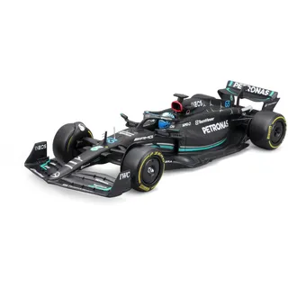Bburago - 1/24 Racing – 2023 Mercedes-AMG F1 W14 E-Performance – mit Helm #Russell – Neuheit 2024: Eine präzise Nachbildung für Rennfans, der den Geist des Wettbewerbs einfängt
