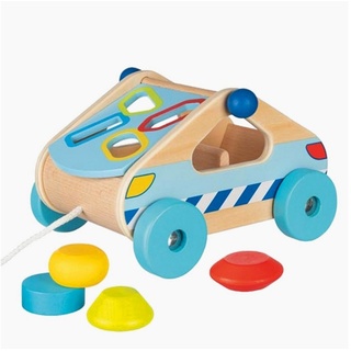 goki Steckspielzeug Sort Box Auto zum Hinterherziehen, (5-tlg), mit anspruchsvollen Formen bunt