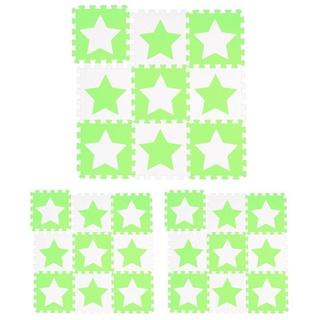 relaxdays Spielmatte 27 x Puzzlematte Sterne weiß-grün grün|weiß