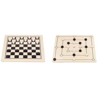 LeNoSa Spielesammlung, XXL Spiele-Set Dame und Mühle • Brettspiel aus Holz, Made in Germany • Maße: 50 x 50 x 1 cm beige