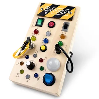 Newaner Montessori Spielzeug, Kinderspielzeug Busy Board mit LED Lichtschalter, Holzspielzeug Activity Board, Motorikspielzeug, Lernspielzeug Busyboard für Jungen Mädchen ab 1 2 3 4 Jahre