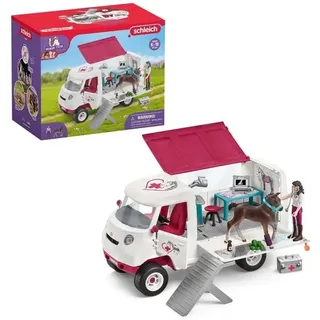 Schleich 42439 - Horse Club, Mobile Tierärztin mit Hannoveraner-Fohlen, Tierarztmobil mit Zubehör, Spielset