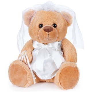 BRUBAKER Kuscheltier Teddybär Braut im Hochzeitskleid weiß (1-St., Hochzeitsgeschenk Kuscheltier), 25 cm Teddy Geschenk für Hochzeit und Verlobung braun|weiß