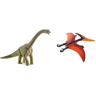 SCHLEICH 14581 Dinosaurs Brachiosaurus, Dinosaurier Figur & Dinosaurs 15008 Realistische Pteranodon Dino Figur mit Beweglichem Flügeln