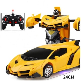 SOTOR Spielzeug-Auto 1:18 Ein-Tasten-Deformations-Fernbedienung RC-Auto, (Deformations-Auto-Roboter-Modellauto-Fernbedienungsspielzeug) gelb