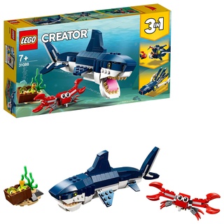 LEGO Creator Bewohner der Tiefsee, Spielzeug mit Meerestieren Figuren: Hai, Krabbe, Tintenfisch und Seeteufel, Set für Kinder ab 7 Jahre 31088
