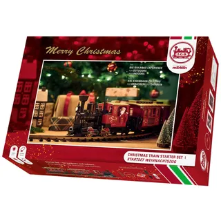 LGB – 70308 Gartenbahn Starterset Weihnachtszug mit Lokomotive und zwei Waggons, Outdoor-Eisenbahn, Spur G