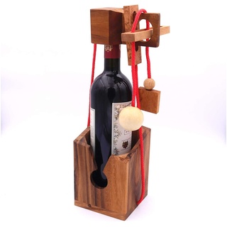ROMBOL Flaschentresor - Edles Denkspiel aus Holz für große Flaschen, Modell:1