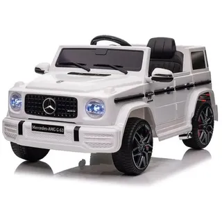 ES-Toys Kinder Elektroauto Mercedes G63 AMG Batterieanzeige Softstart 2,4 GHz weiss