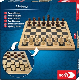 Noris Spiel, Familienspiel Strategiespiel Deluxe Holz - Schach & Dame 606104577