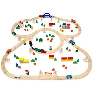 Holzeisenbahn für Kinder mit 130 Teilen Spielzeugeisenbahn mit über 5 m Länge