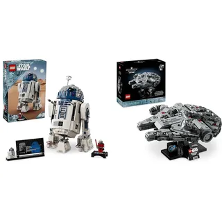 LEGO Star Wars R2-D2, Droide Steinen zum Sammeln, Bauen, Spielen und Ausstellen & Star Wars Millennium Falcon, Modell eines Sternenschiffs aus Star Wars