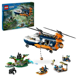 Lego City Dschungelforscher-Hubschrauber, Abenteuer-Spielset für Kinder ab 8 Jahren, Weihnachts- oder Geburtstagsgeschenk für Kinder, 5 Minifiguren und 3 Gorillas 60437