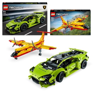 LEGO Technic Bundle: Inklusive Löschflugzeug (42152) und Lamborghini Huracán Tecnica (42161) Sportwagen-Modell, Fahrzeug-Spielzeug zum Bauen, Geschenk-Idee für Kinder ab 9 Jahren, Jungen und Mädchen