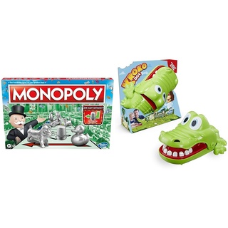 Monopoly Spiel, Familien-Brettspiel für 2 bis 6 Spieler, ab 8 Jahren für Kinder, mit 8 Spielfiguren (Figuren können variieren) & o E4898100 Kroko Doc, Spiel für Kinder ab 4 Jahren