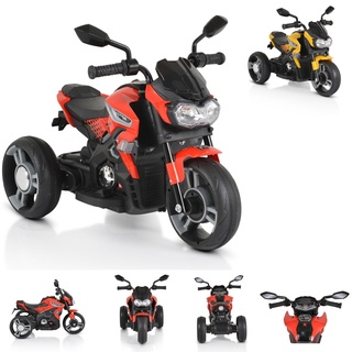 Moni Kinder Elektromotorrad Colombo Scheinwerfer, Zwei Motoren, MP3, bis 7 km/h, Farbe:rot