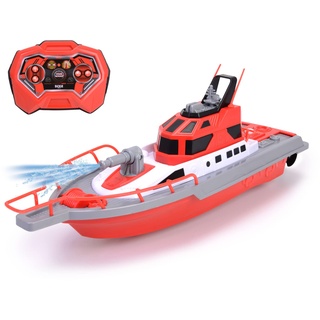 Dickie Toys – Feuerwehrboot – ferngesteuertes Boot für Kinder ab 6 Jahren, mit Wasserspritzfunktion und Fernbedienung, 3 km/h, RC-Boot, Wasserspielzeug