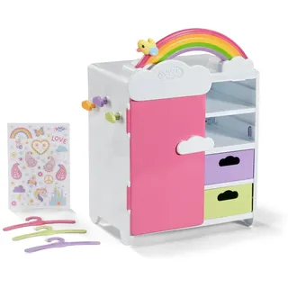 BABY born Regenbogenschrank, Puppenkleiderschrank, Aufbewahrung für Puppenkleidung mit leuchtendem Regenbogen und fröhlichen Sounds, 836040 Zapf Creation