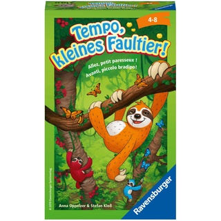 Ravensburger 23463 - Tempo, kleines Faultier, Mitbringspiel für 2-4 Spieler, Kinderspiel ab 4 Jahren, kompaktes Format, Reisespiel, Brettspiel, Blau