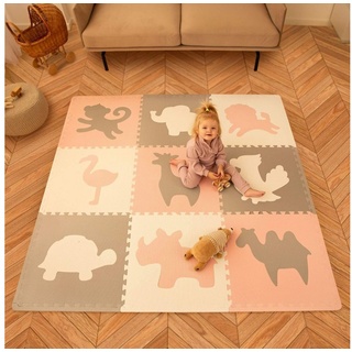 Hakuna Matte Spielmatte Puzzlematte für Babys 1,8x1,8m, 9 XXL-Platten 60x60cm, Krabbelmatte rosa