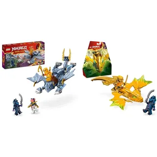 LEGO NINJAGO Riyu der Babydrache, Drachen-Spielzeug mit 3 Mini-Figuren & NINJAGO Arins Drachengleiter, Ninja-Set