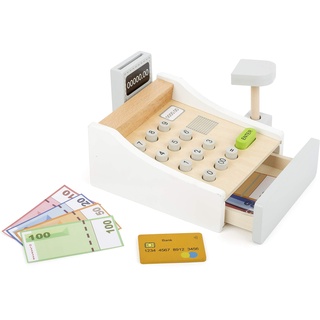 Small Foot Spielkasse aus Holz, inkl. Scanner, Kartenlesegerät, Spielgeld und Kreditkarten, Mehrfarbig, 11099 Spielzeug