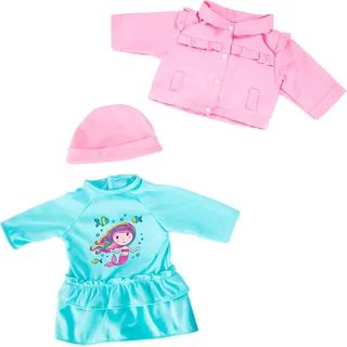 Bayer Puppenkleidung Kleid/Jacke bl. 38 cm (Set, 3-tlg) blau|rosa