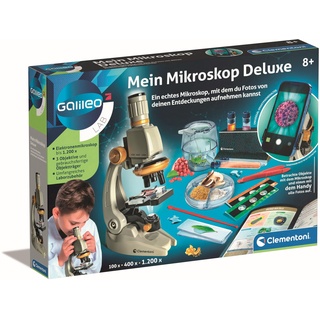 Clementoni Galileo Lab Mein Mikroskop Deluxe - Experimentierkasten mit echtem Mikroskop & Smartphone-Halter, für Kinder ab 8 Jahren - 59349