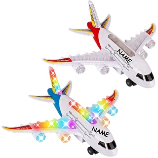 alles-meine.de GmbH Flugzeug Modellwahl Motor - Wendeautomatik - inkl. Name - Sound Geräusche + Licht - selbstfahrend - bewegliche Räder - 22,5 cm - groß - Spielzeugflugzeug ..