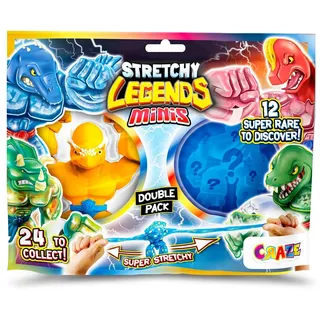 CRAZE Stretchy Legends Minis Double - 2er Pack Elastische Actionfiguren für Kinder, Klebrige & Dehnbare Superhelden Figuren zu Sammeln