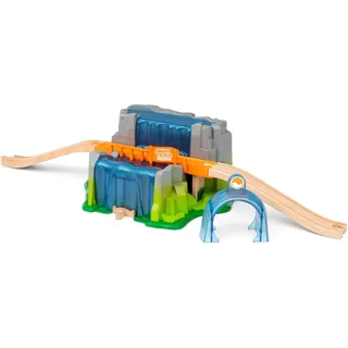 Spielzeugeisenbahn-Tunnel BRIO "BRIO WORLD, Smart Tech Sound Wasserfall-Tunnel" Spielzeugeisenbahn-Erweiterungen bunt (grau, blau, grün, orange, holzfarben) Kinder Ab 3-5 Jahren für die Brio Eisenbahn; FSC - schützt Wald weltweit