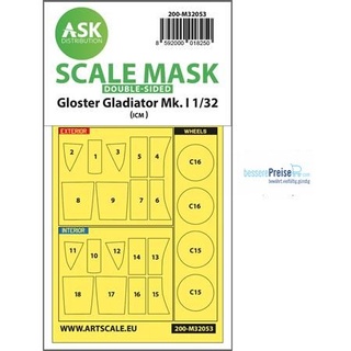 Artscale ASK200-M32053 - Gloster Gladiator Mk.I double-sided painting masks