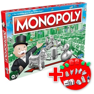 Monopoly - Classic inkl. EXTRA Set mit Figuren, Würfeln, Häusern & Hotels