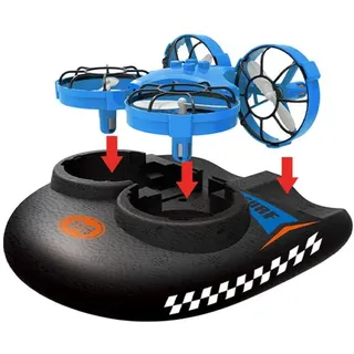 AMEWI Trix - 3 in 1 Hovercraft Drohne blau LED-Beleuchtung Quadrocopter Einsteiger 2.4 GHz