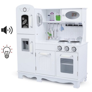 Baby Vivo Spielküche Kinderküche Spielküche mit LED Licht und Sound Wasserspender - Luca in Weiß