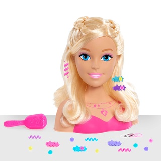 Just Play Barbie Blondes Haar Frisierkopf 20cm mit 20 Zubehörteilen für Styling-Spaß, ab 3 Jahren