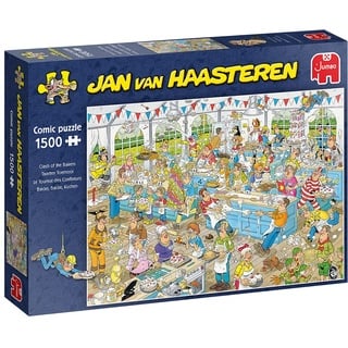 Jumbo Puzzles Jan van Haasteren Puzzle 1500 Teile – Backe, backe, Kuchen – ab 12 Jahren – Comic Puzzle, Multi Kleuren