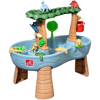Step2 Dino Showers Wasserspieltisch | Großer Wassertisch mit 13-teiligem Zubehörset | Garten Wasser Spieltisch für Kinder in Blau & Braun
