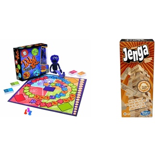 Tabu XXL, Party-Edition des beliebten Spieleklassikers, ab 12 Jahren geeignet & Jenga Classic, Kinderspiel das die Reaktionsgeschwindigkeit fördert, ab 6 Jahren, Braun, 26 x 7,5 x 7,5 cm