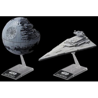 Bandai Modellbausatz Star Wars - Death Star+Star Destroyer, Maßstab 1:2700000 und 1:14500 grau