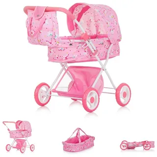 Chipolino Kombi-Puppenwagen Puppenwagen Dora Tasche, klappbar, Softtragetasche, Korb, Sonnendach rosa