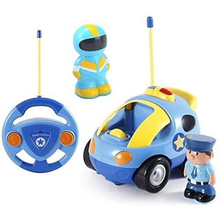 Pup Go Kids Fernbedienung Cartoon Polizeiauto - Radio Control Rennwagen Spielzeug mit Musik und Licht, Das erste Ferngesteuertes Auto ab 2 Jahre, Geburtstagsgeschenk für Kinder über 2 3 Jahre