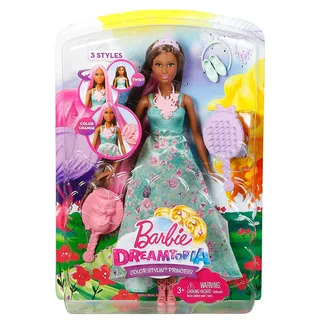 Barbie Mattel DWH43 - Dreamtopia Farbfrisuren Prinzessin Puppe, brünette