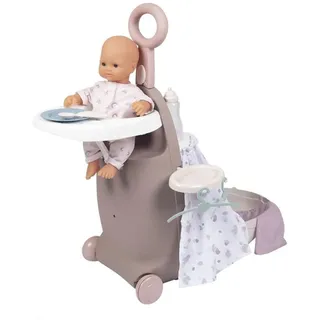 Smoby Toys - Baby Nurse Puppen-Trolley für Kinder - rollbarer Puppenkoffer mit ausklappbarem Schlaf- und Essbereich für Puppen bis 42 cm - ab 18 Monate