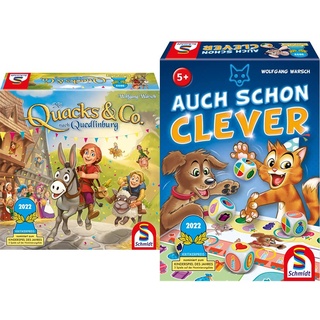 Schmidt Spiele 40630 Mit Quacks & Co. nach Quedlinburg, Kinderspiel zum Kennerspiel des Jahre 2018 & 40625 Auch Schon Clever, Würfelspiel für Kinder