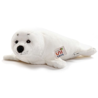 Uni-Toys – Seehund weiß - 46 cm (Länge) - Plüsch-Robbe - Plüschtier, Kuscheltier
