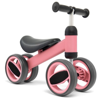 COSTWAY Laufrad Kinder Balance Bike, mit 4 Rädern & begrenzter Lenkung rosa