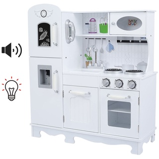 Baby Vivo Kinderküche Spielküche mit LED Licht und Sound Wasserspender - Luca in Weiß